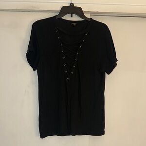 Black Lace-Up Women's Top